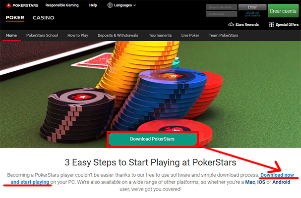 Скачайте клиент PokerStars.es