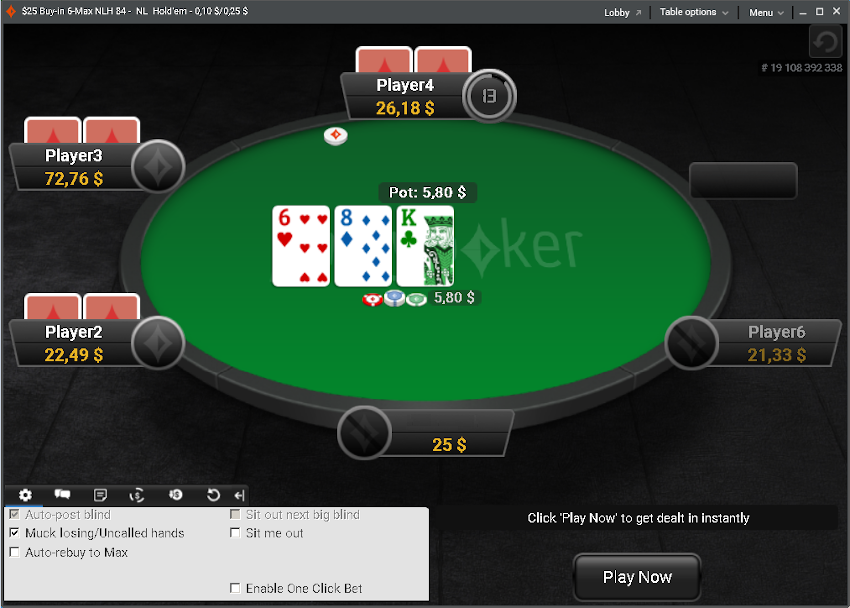 Фото анонимного стола на partypoker