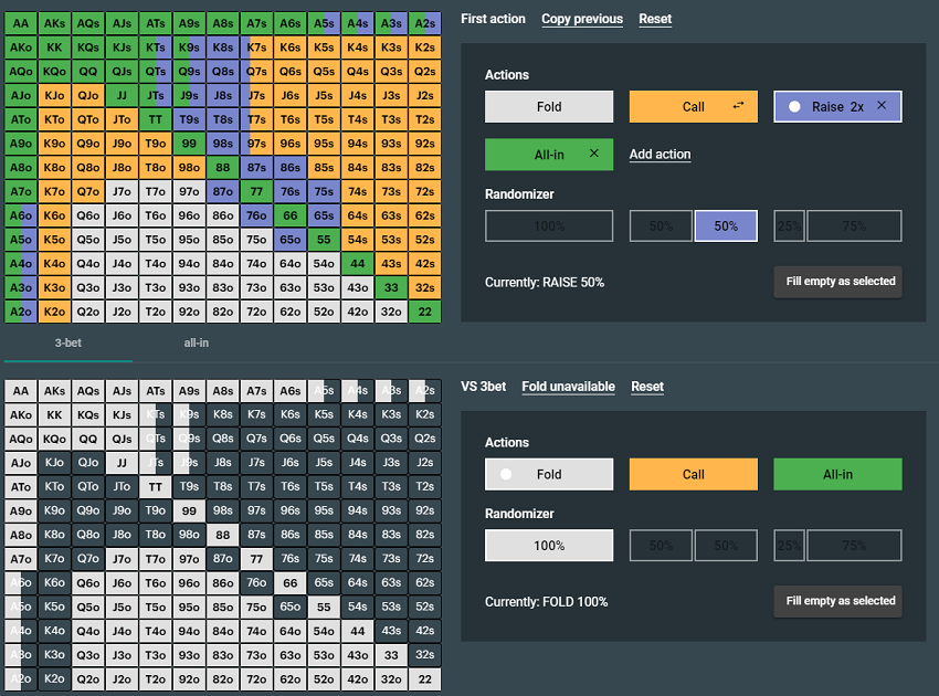 В PreflopHero есть возможность добавлять собственные чарты