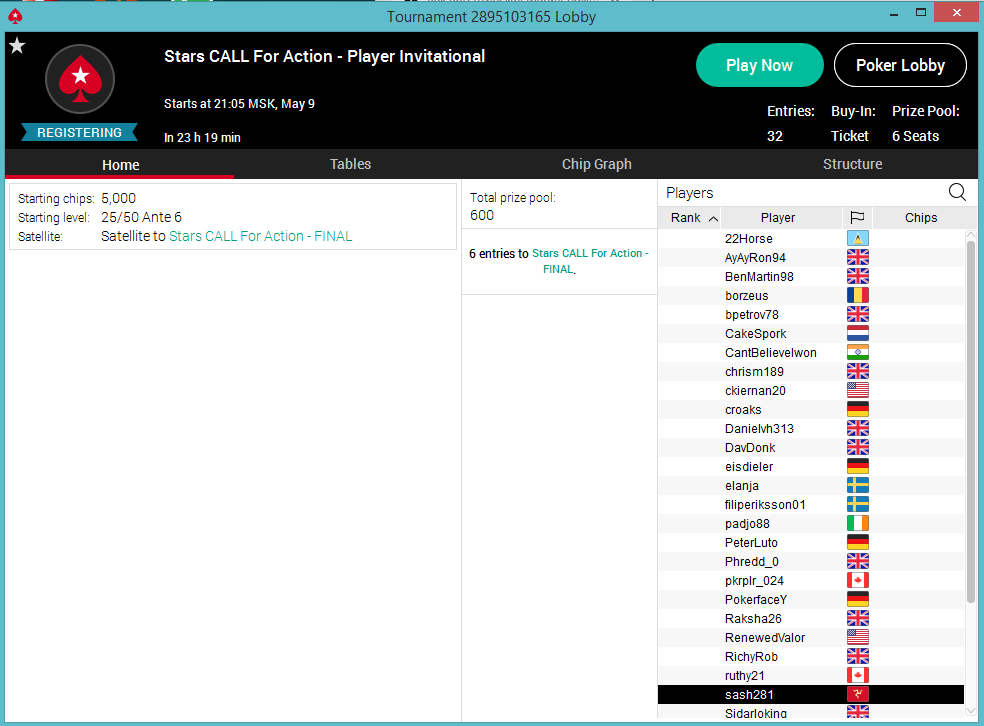 турнир можно найти в клиенте ПокерСтарс на плеймани
