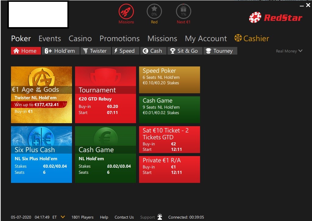 Лобби покер-рума RedStar в сети iPoker