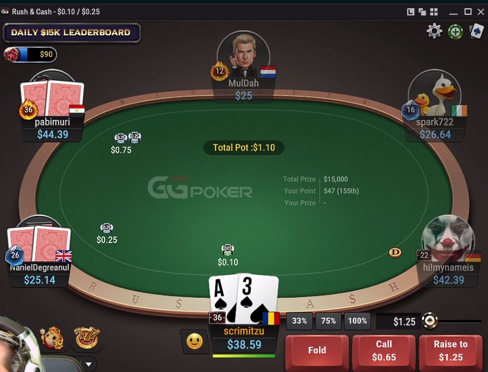 Игровой стол Rush&Cash на GGPokerOK