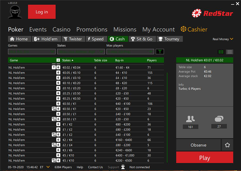 Лобби кэш Холдем RedStar во вторник в 22:30 МСК