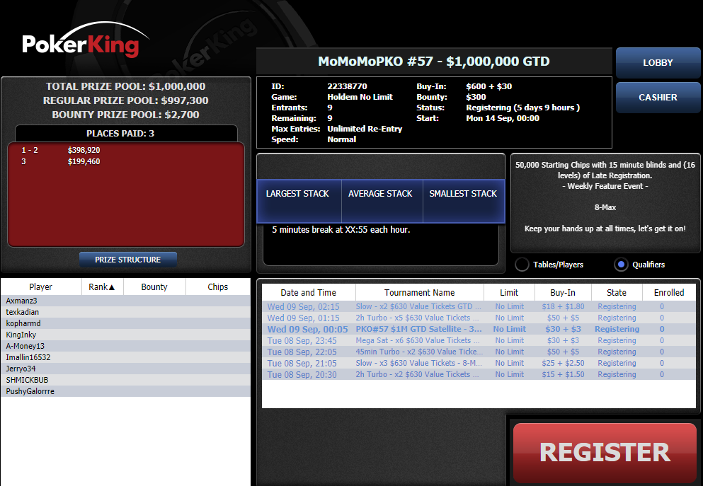 Ближайший турнир-миллионник MoMoMo PKO