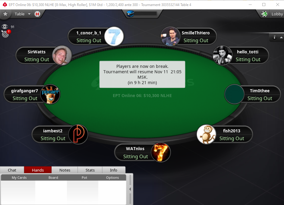 Финальный стол EPT Online 06: $10K High Roller