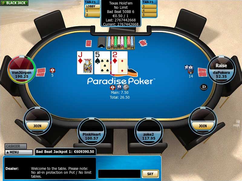 Так выглядел Paradise Poker на пике популярности.