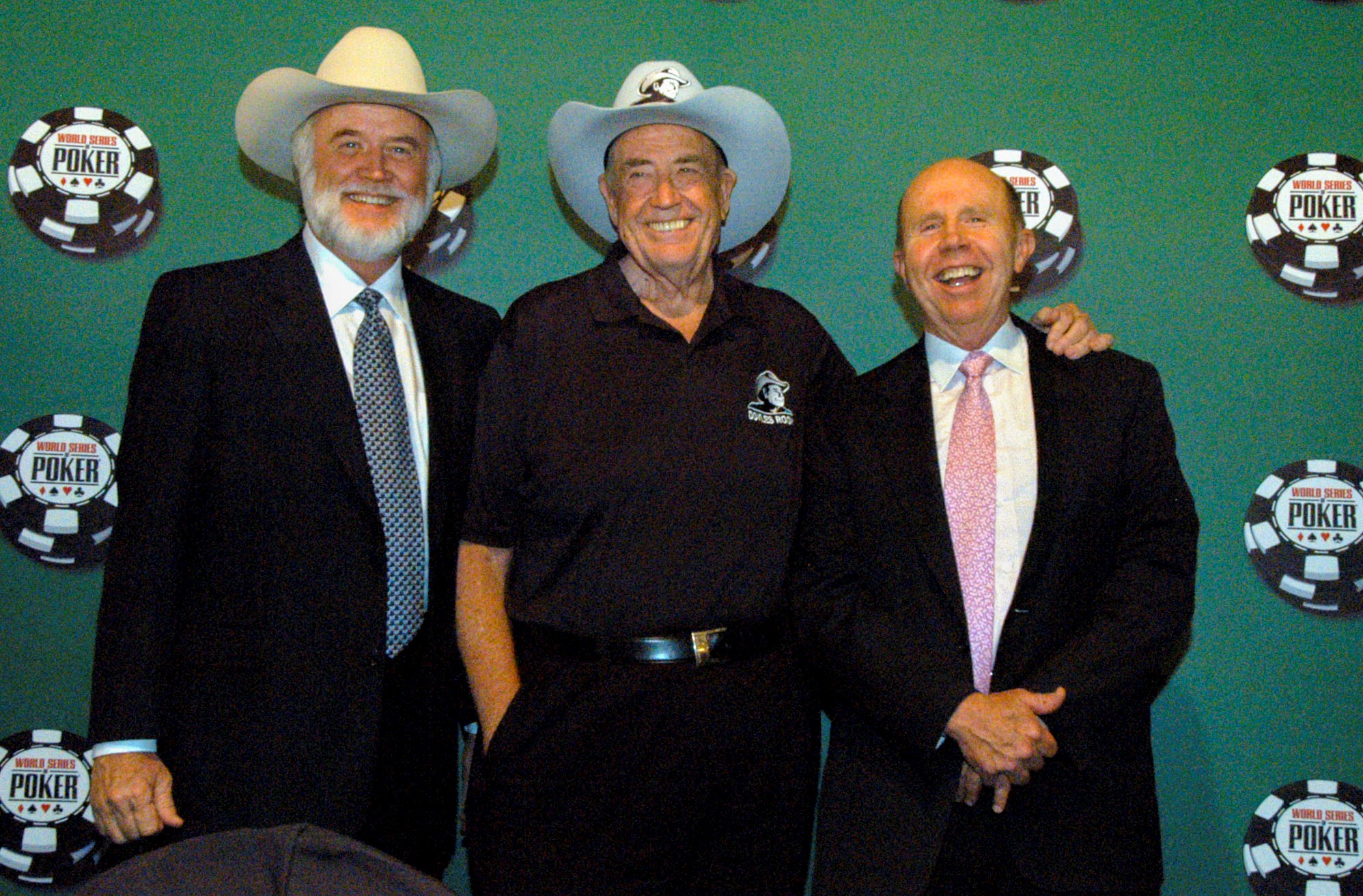 Аддингтон, Брансон и Бинион на церемонии включении в Зал покерной славы , 2005 год.