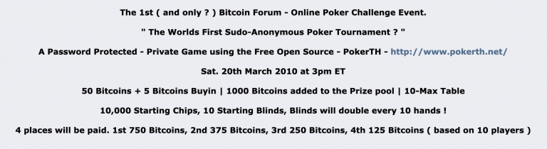 Объявление BitcoinFX о проведении турнира, март 2010 года.