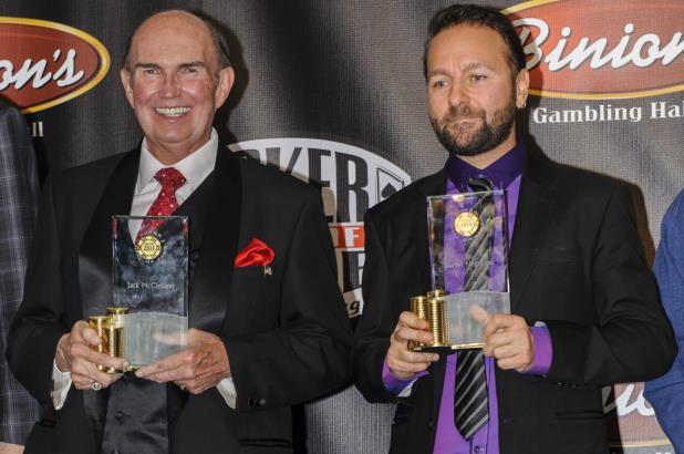 Джек МакКлелланд и Даниэль Негреану на включении в Зал покерной славы, 2014 год.