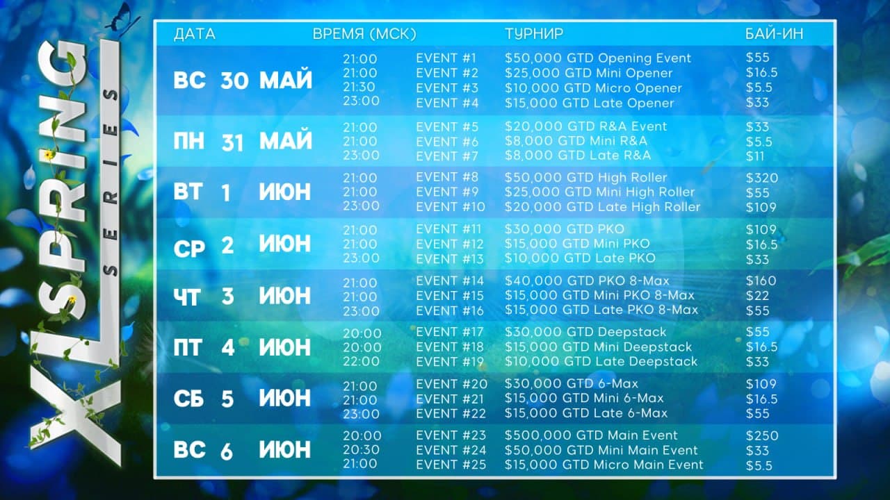 Расписание XL Spring Series
