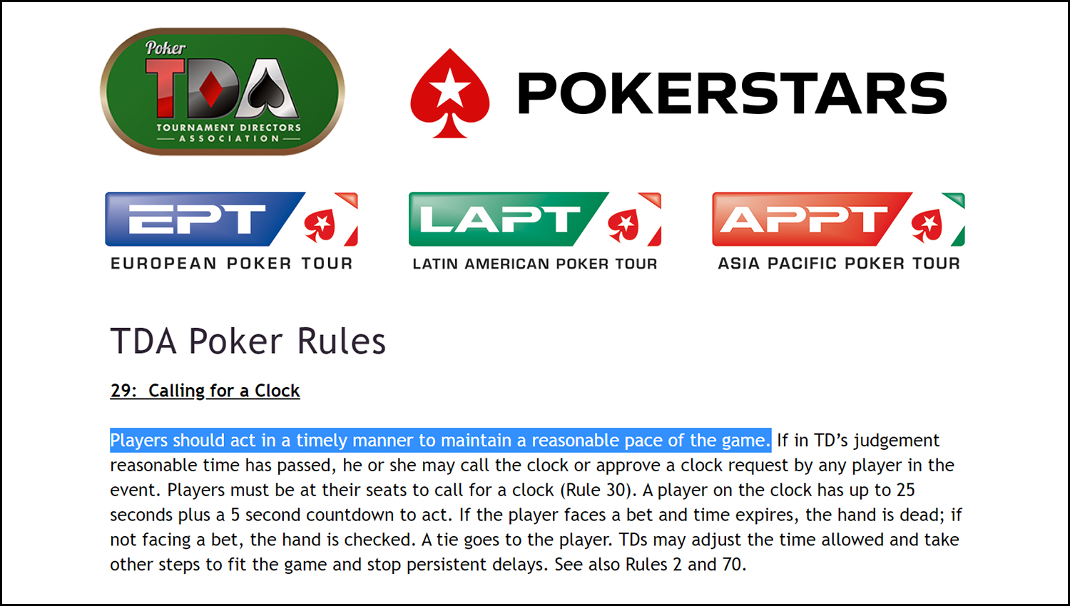 Выдержка из актуальных правил PokerStars, 2021 год.