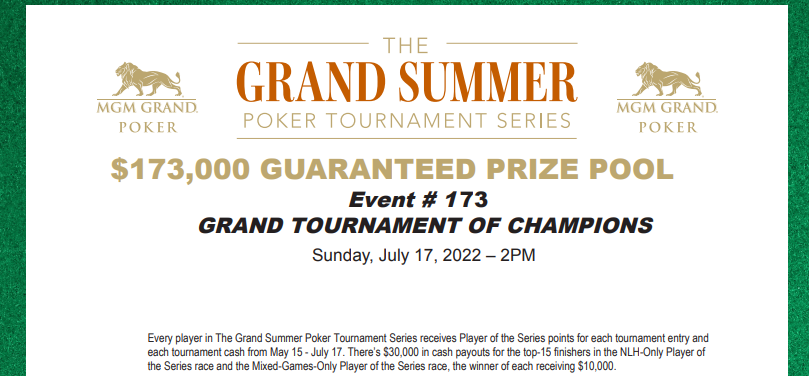 В брошюре турнира указана гарантия $173K