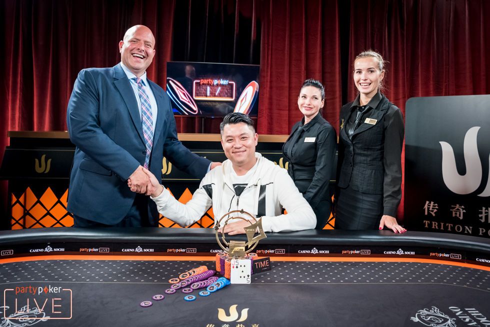 Иван Ляу с кубком победителя Triton SHR на partypoker MILLIONS Russia 2018