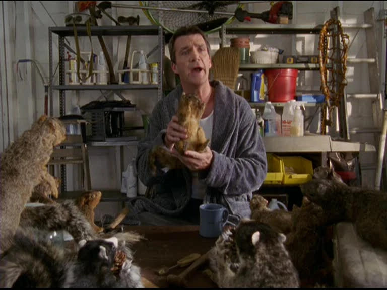 Пример чучел белок у Уборщика, сериал «Клиника»