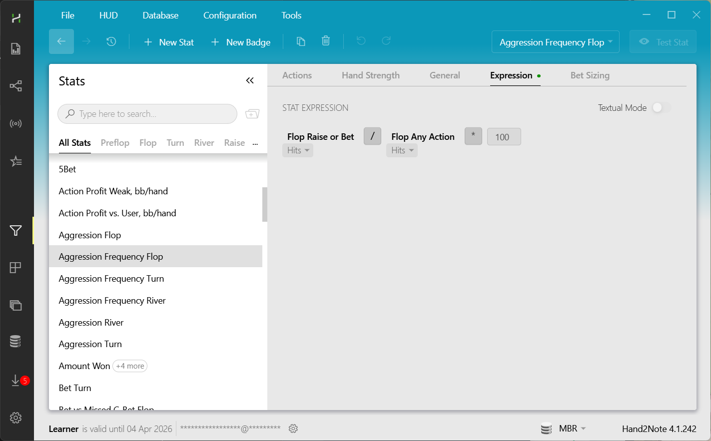 Редактор сложных статов (expressions stats)